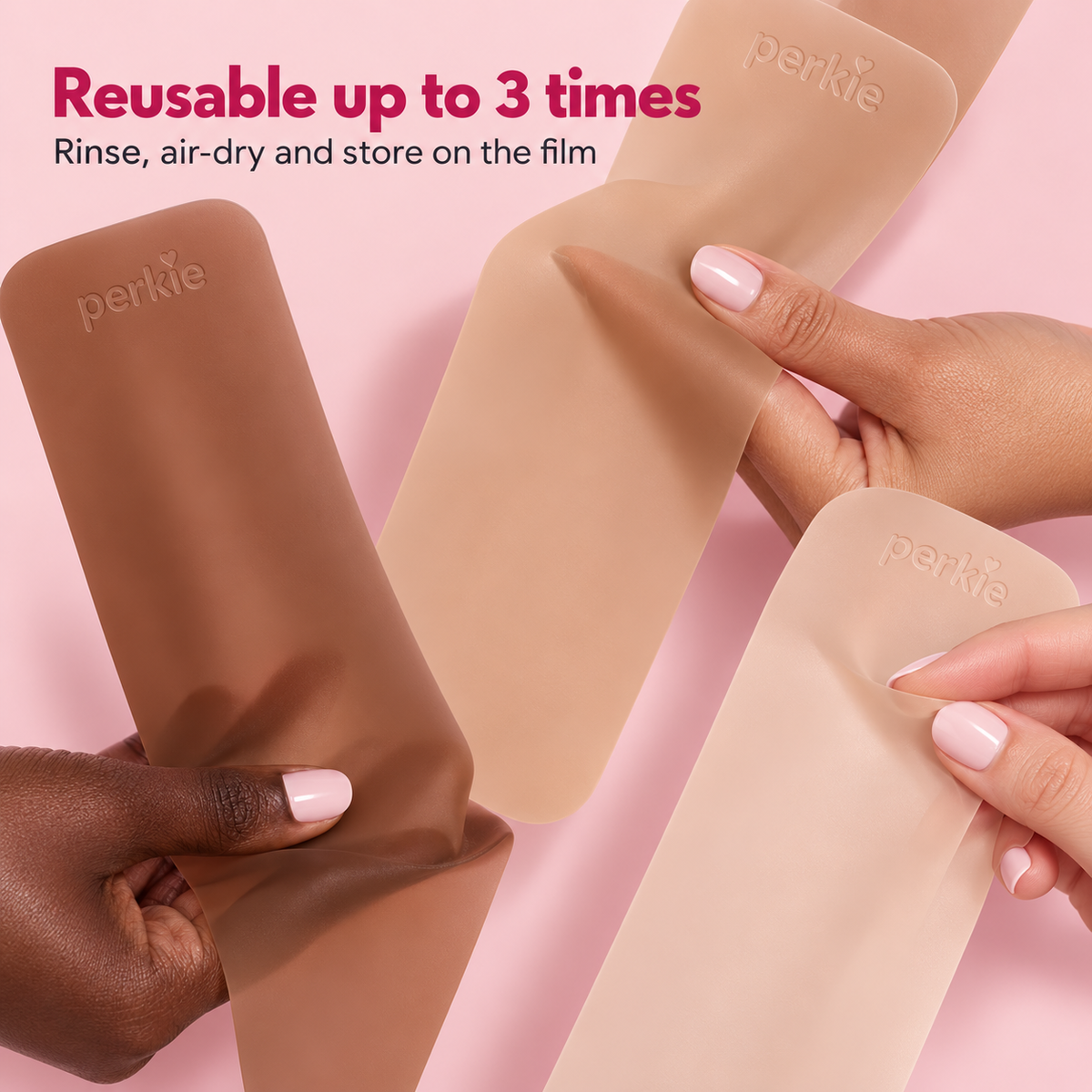 Perkie Invisible Lift – Reusable Silicone Boob Tape (6-Piece Set)